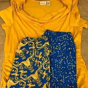 Kim Rogers M Top with Two LulaRoe OS Leggings